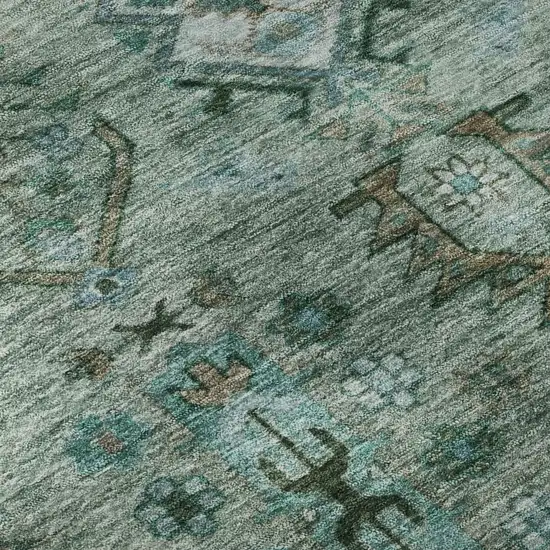 Green And Teal Southwestern Washable Area Rug With UV Protection Photo 8