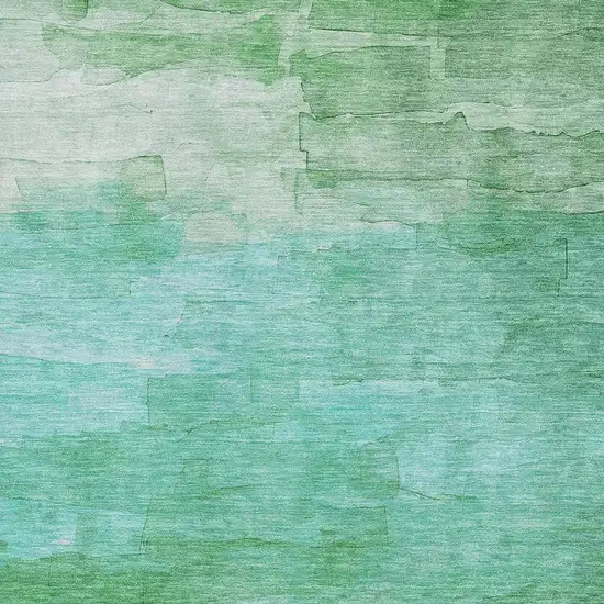 Green And Teal Striped Washable Area Rug With UV Protection Photo 2