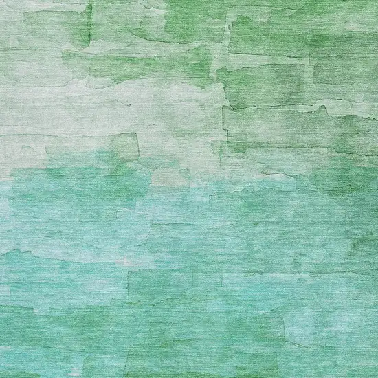 Green And Teal Striped Washable Area Rug With UV Protection Photo 2