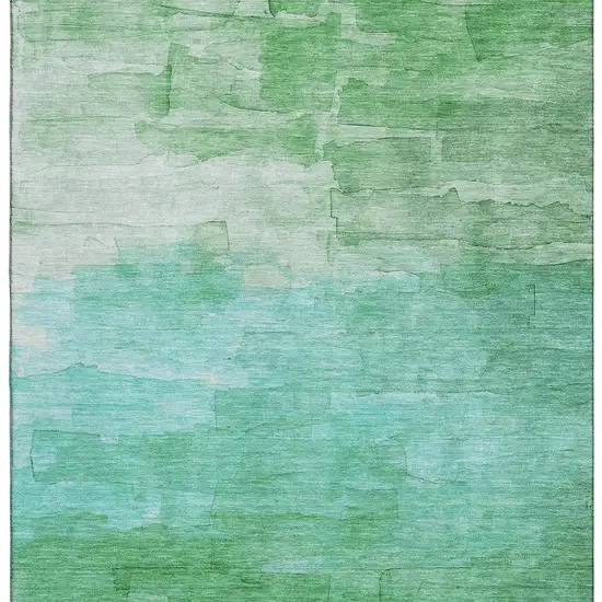 Green And Teal Striped Washable Area Rug With UV Protection Photo 3