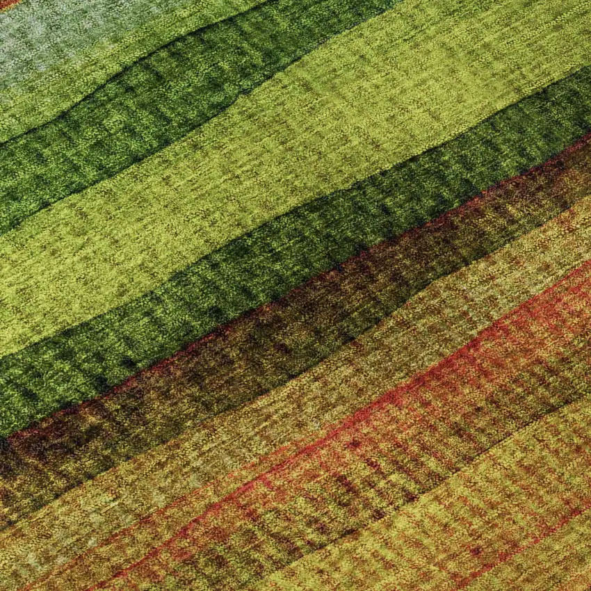 Green And Teal Striped Washable Area Rug With UV Protection Photo 8