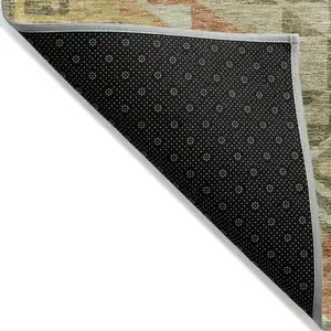 Photo of Green And Terra Cotta Southwestern Washable Indoor Outdoor Area Rug