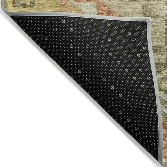Green And Terra Cotta Southwestern Washable Indoor Outdoor Area Rug Photo 3
