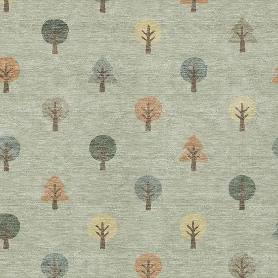 Green And Wheat Geometric Washable Indoor Outdoor Area Rug Photo 3