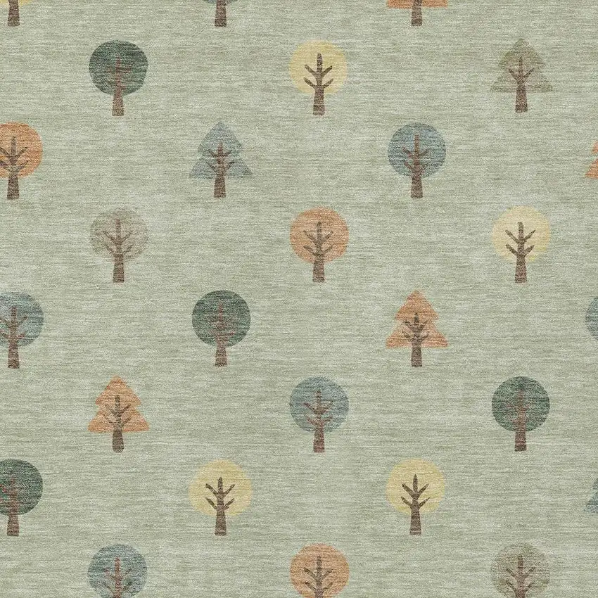 Green And Wheat Geometric Washable Indoor Outdoor Area Rug Photo 3