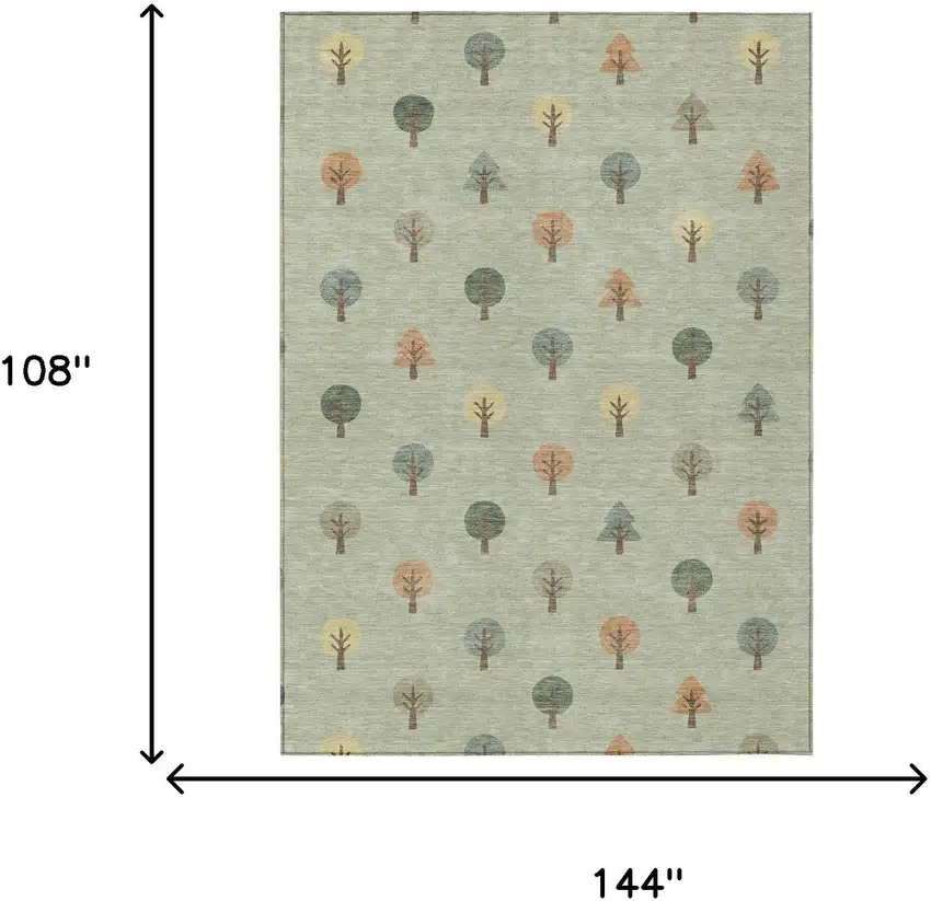 Green And Wheat Geometric Washable Indoor Outdoor Area Rug Photo 7
