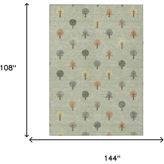 Green And Wheat Geometric Washable Indoor Outdoor Area Rug Photo 7