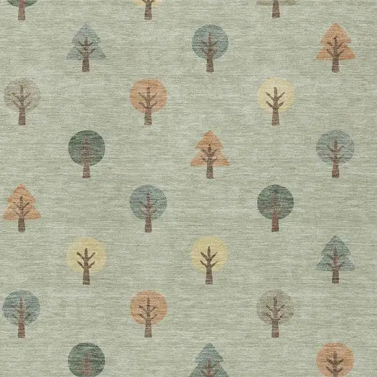Green And Wheat Geometric Washable Indoor Outdoor Area Rug Photo 3
