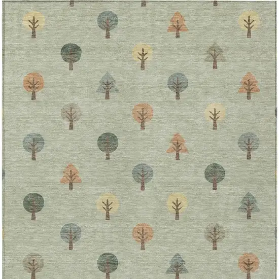 Green And Wheat Geometric Washable Indoor Outdoor Area Rug Photo 4