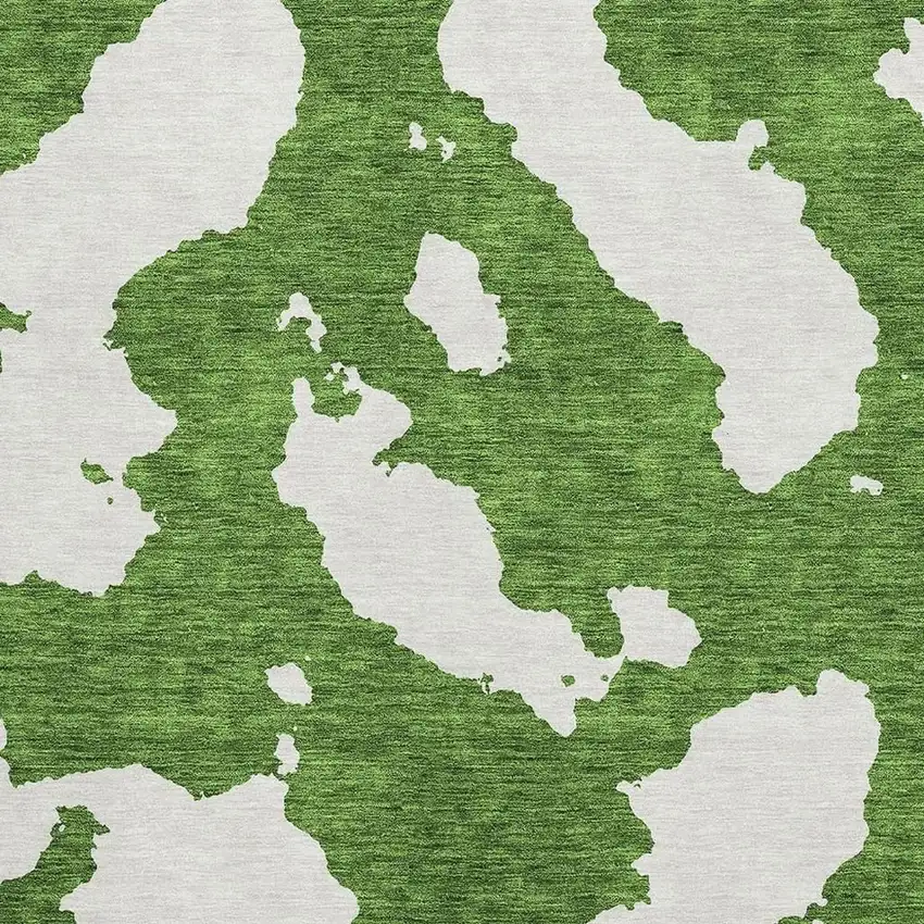 Green And White Abstract Washable Area Rug With UV Protection Photo 2