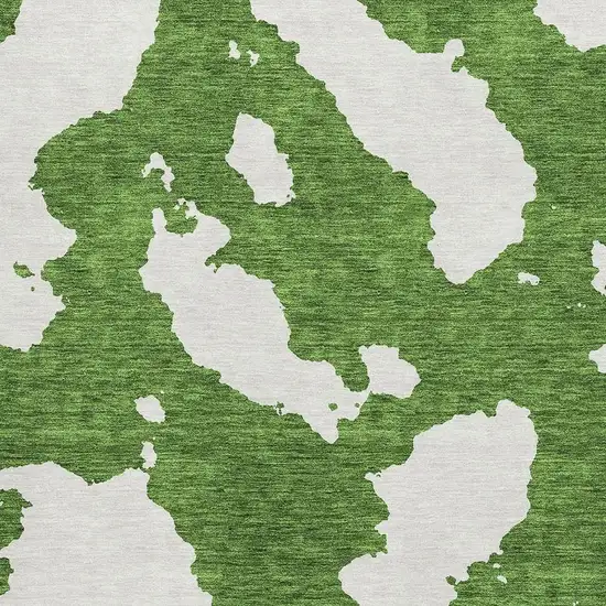 Green And White Abstract Washable Area Rug With UV Protection Photo 2