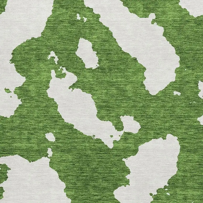 Green And White Abstract Washable Area Rug With UV Protection Photo 2