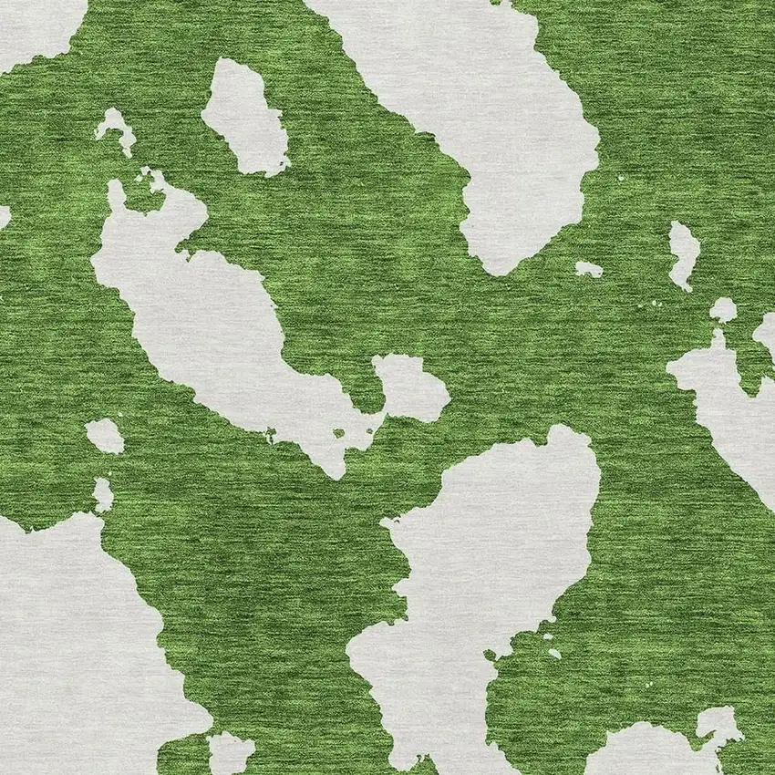 Green And White Abstract Washable Area Rug With UV Protection Photo 2