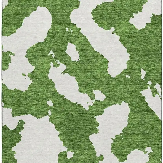 Green And White Abstract Washable Area Rug With UV Protection Photo 3