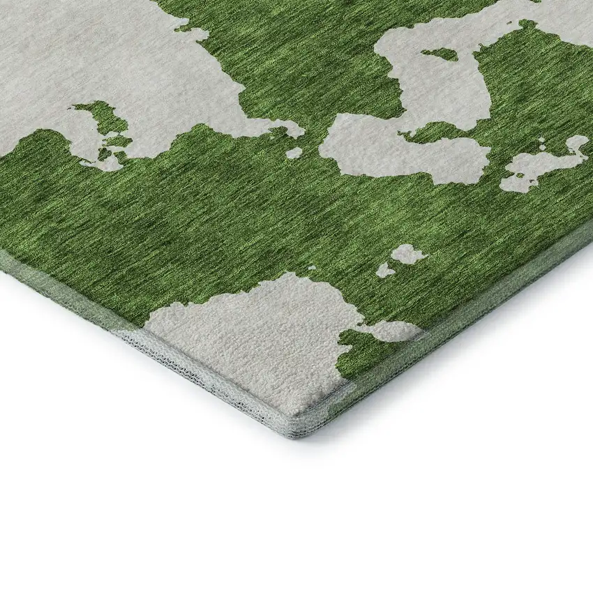 Green And White Abstract Washable Area Rug With UV Protection Photo 7