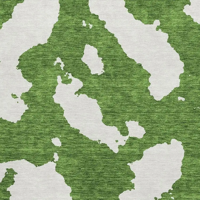 Green And White Abstract Washable Area Rug With UV Protection Photo 2