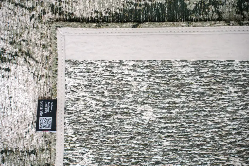 Green And White Abstract Washable Area Rug With UV Protection Photo 8