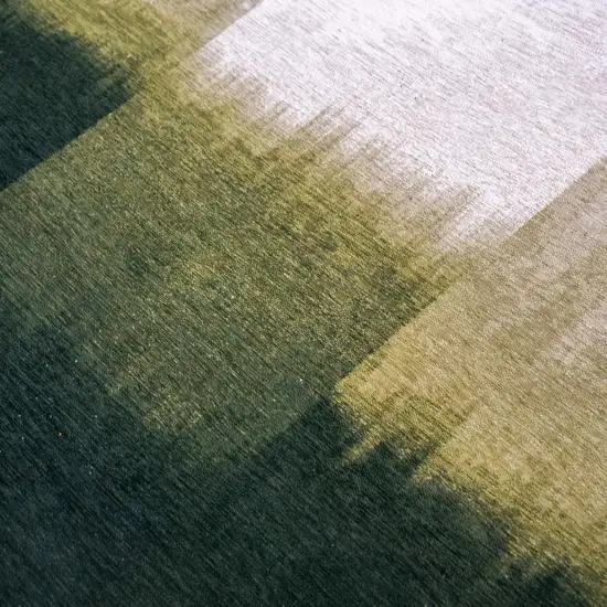 Green And White Abstract Washable Area Rug With UV Protection Photo 8