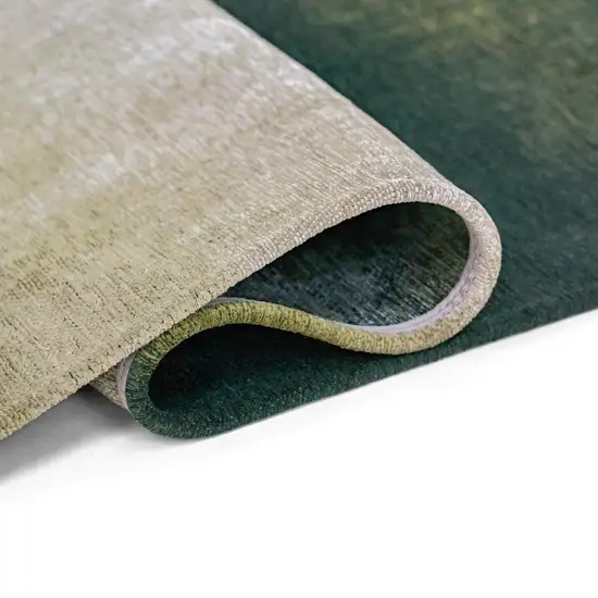 Green And White Abstract Washable Area Rug With UV Protection Photo 6