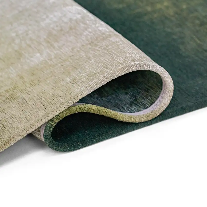 Green And White Abstract Washable Area Rug With UV Protection Photo 6