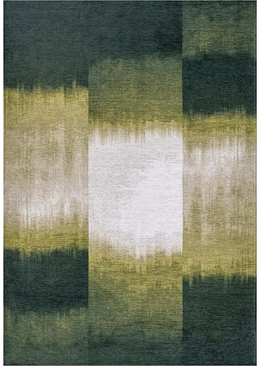 Green And White Abstract Washable Area Rug With UV Protection Photo 2