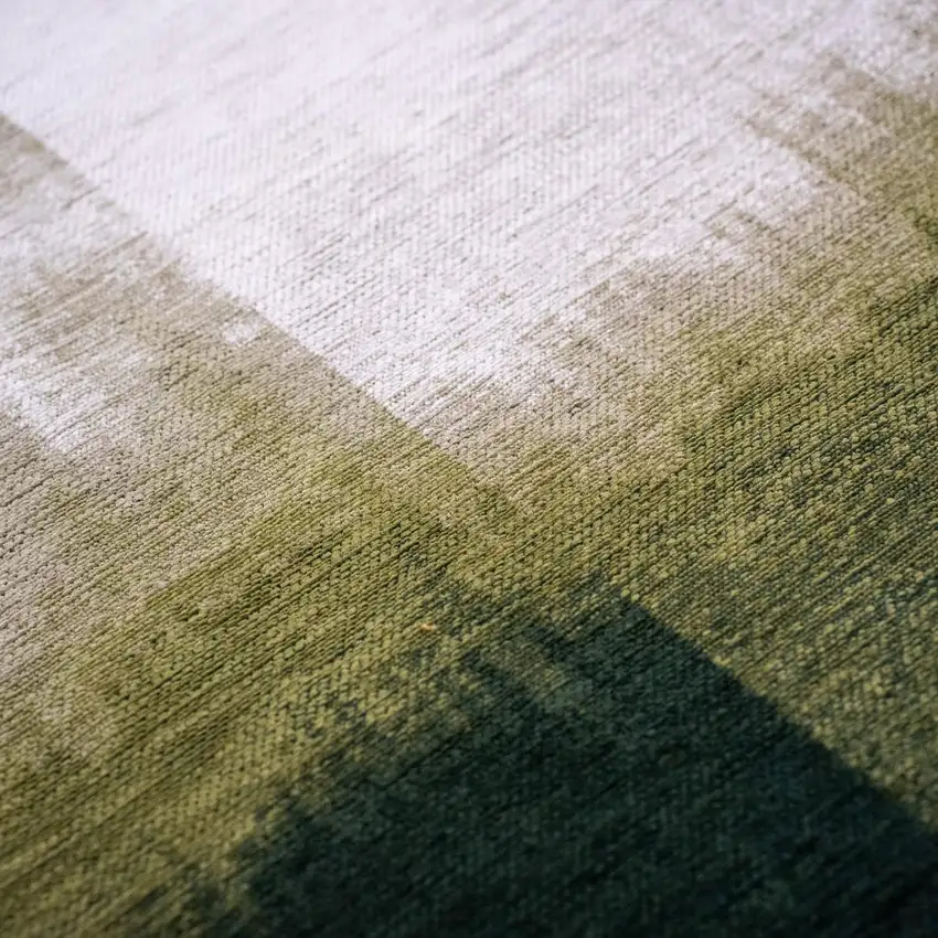 Green And White Abstract Washable Area Rug With UV Protection Photo 7