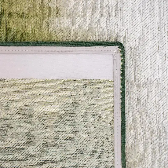 Green And White Abstract Washable Area Rug With UV Protection Photo 4