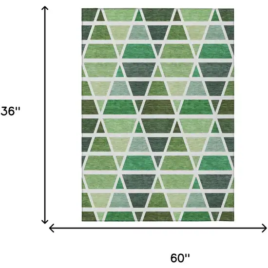 Green And White Geometric Washable Indoor Outdoor Area Rug Photo 7