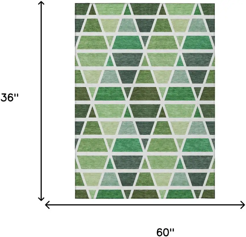 Green And White Geometric Washable Indoor Outdoor Area Rug Photo 7