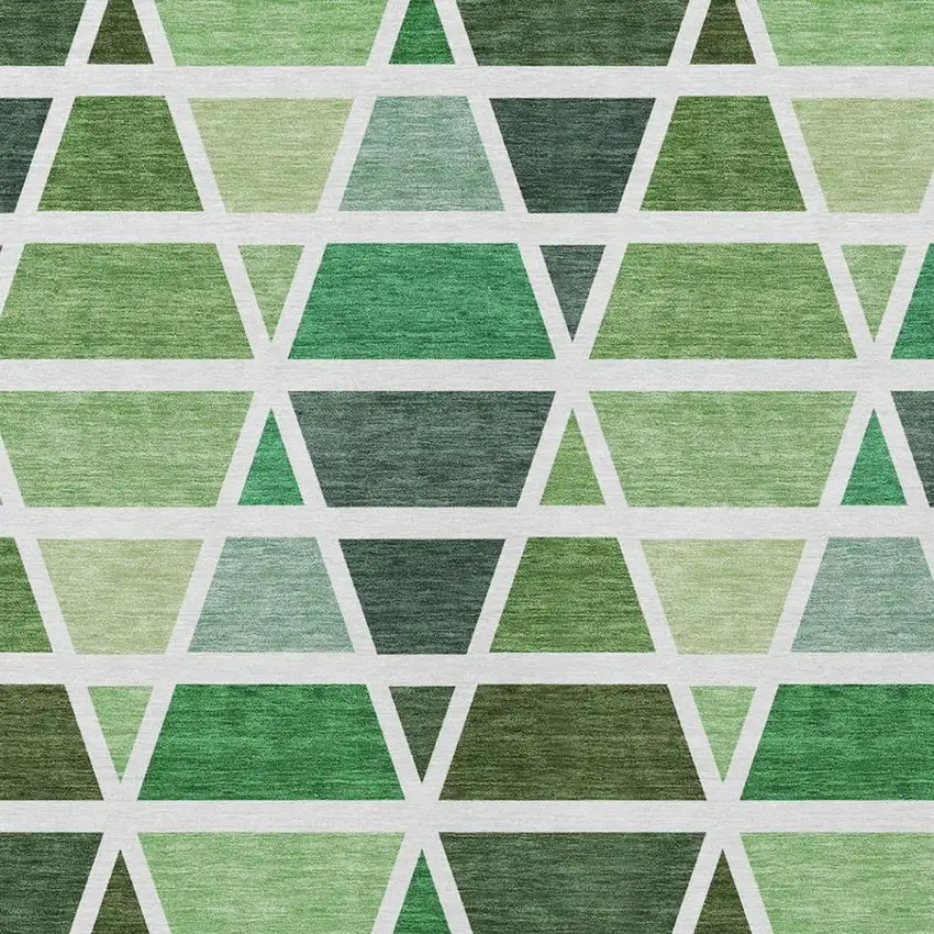 Green And White Geometric Washable Indoor Outdoor Area Rug Photo 3