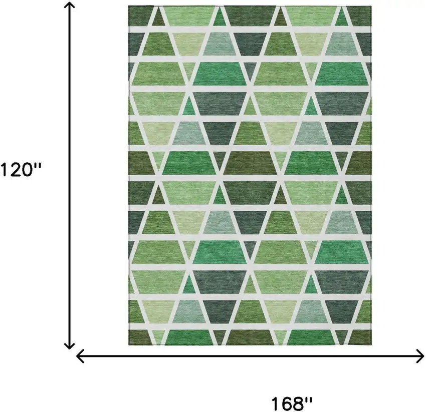 Green And White Geometric Washable Indoor Outdoor Area Rug Photo 7