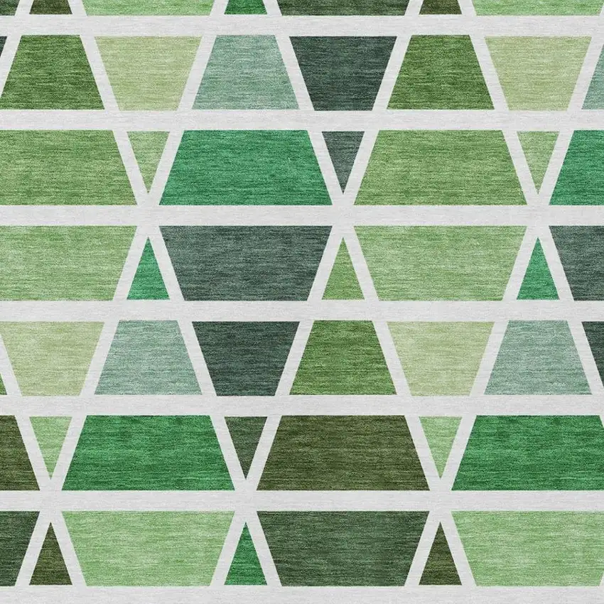 Green And White Geometric Washable Indoor Outdoor Area Rug Photo 3