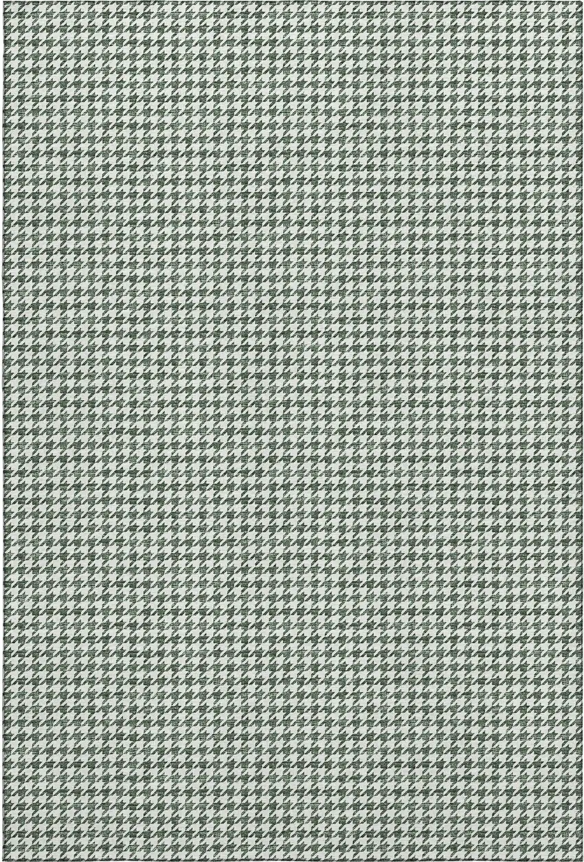 Green And White Houndstooth Washable Area Rug With UV Protection Photo 2