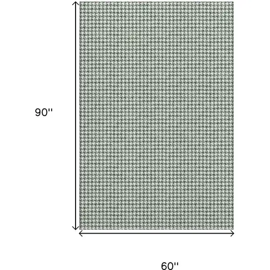 Green And White Houndstooth Washable Area Rug With UV Protection Photo 3
