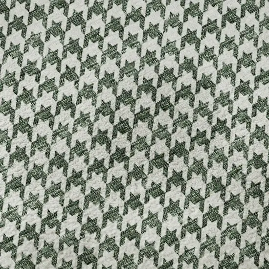 Green And White Houndstooth Washable Area Rug With UV Protection Photo 8