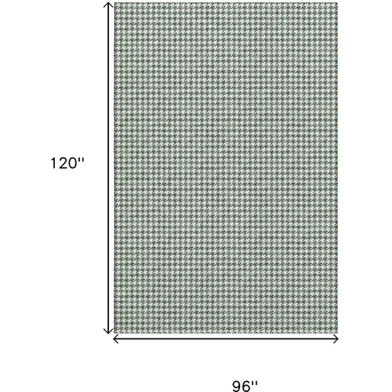 Green And White Houndstooth Washable Area Rug With UV Protection Photo 3