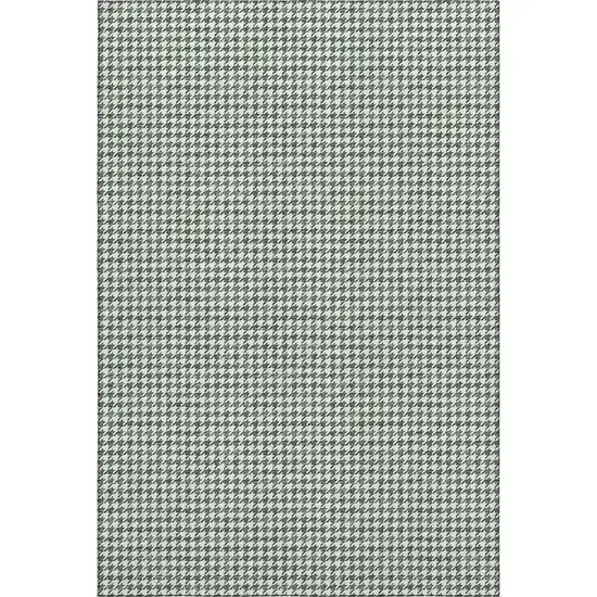Green And White Houndstooth Washable Area Rug With UV Protection Photo 2