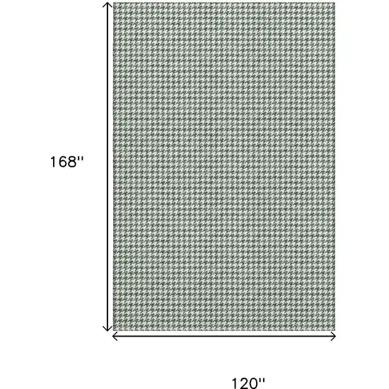 Green And White Houndstooth Washable Area Rug With UV Protection Photo 3