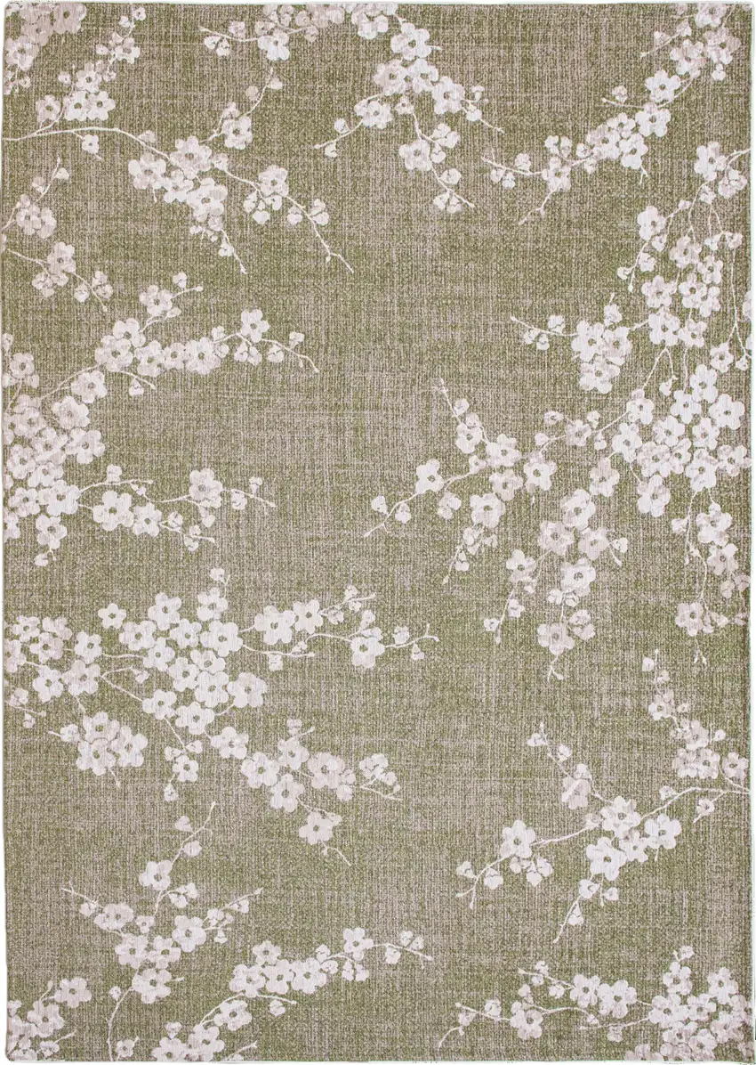 Green And White Oriental Washable Area Rug Photo 2