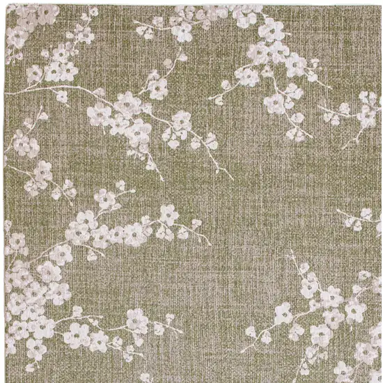 Green And White Oriental Washable Area Rug Photo 7