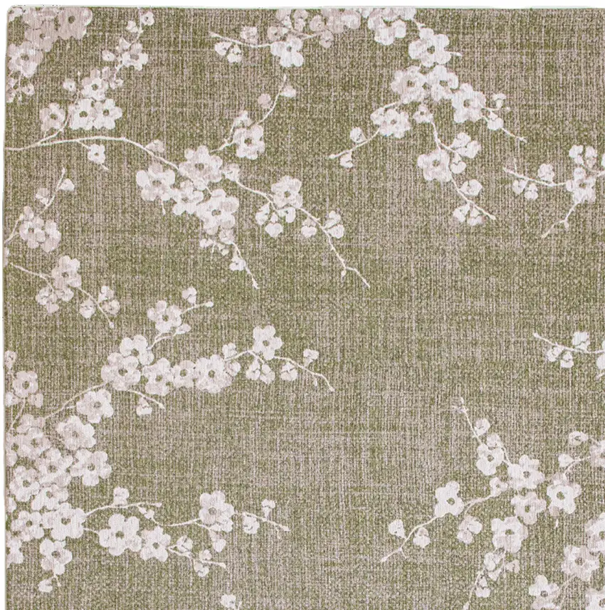 Green And White Oriental Washable Area Rug Photo 7