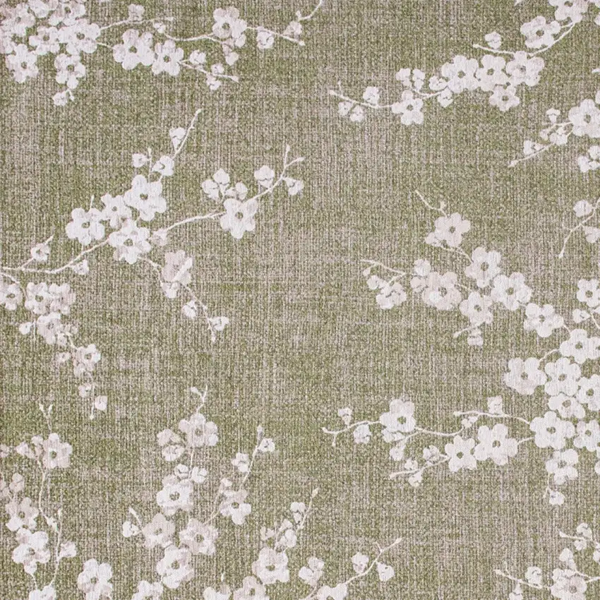Green And White Oriental Washable Area Rug Photo 8