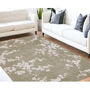 Photo of Green And White Oriental Washable Area Rug