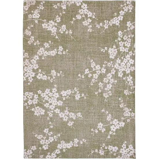 Green And White Oriental Washable Area Rug Photo 2