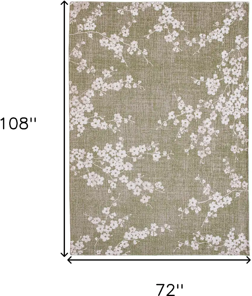 Green And White Oriental Washable Area Rug Photo 5