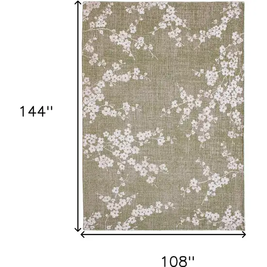 Green And White Oriental Washable Area Rug Photo 5