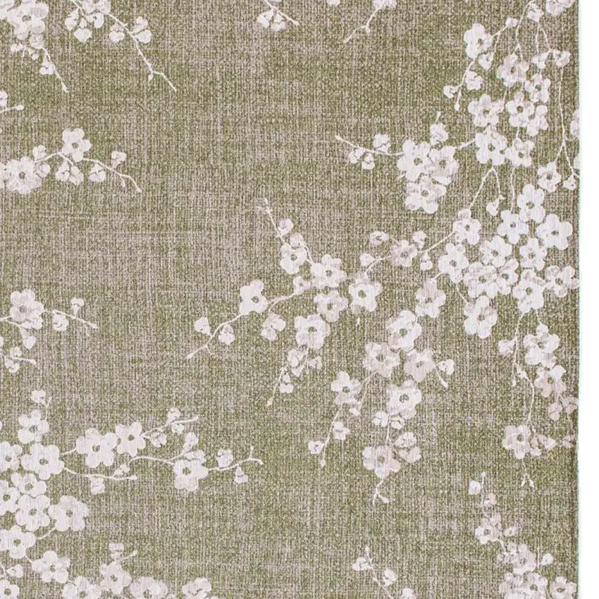 Green And White Oriental Washable Area Rug Photo 3