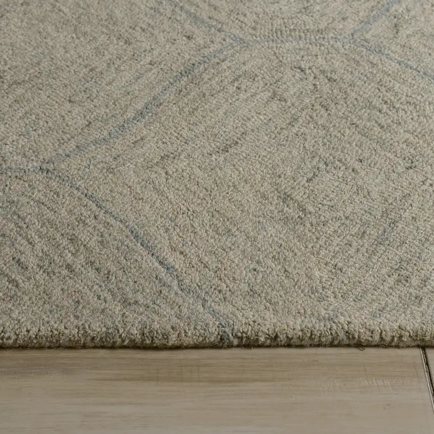 Green And White Wool Geometric Hand Tufted Area Rug Photo 7