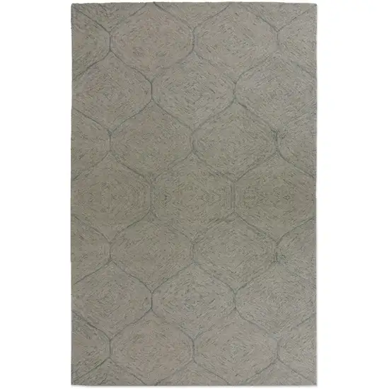 Green And White Wool Geometric Hand Tufted Area Rug Photo 2