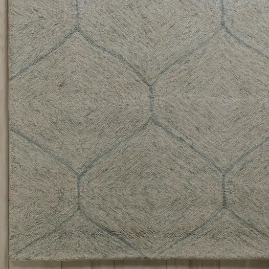 Green And White Wool Geometric Hand Tufted Area Rug Photo 4